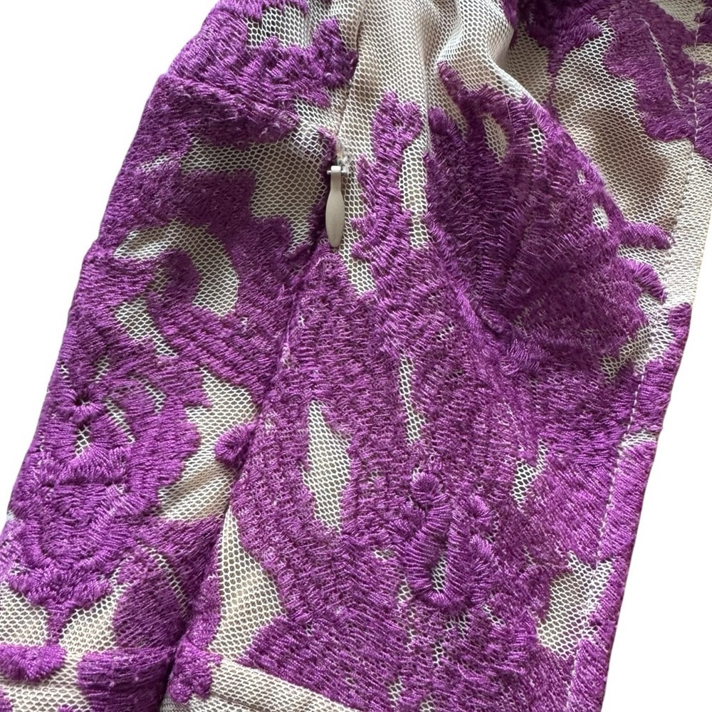 FOR LOVE & LEMONS A Night to Remember Mini Dress Long Sleeve Purple Embroidery S - Picture 3 of 6